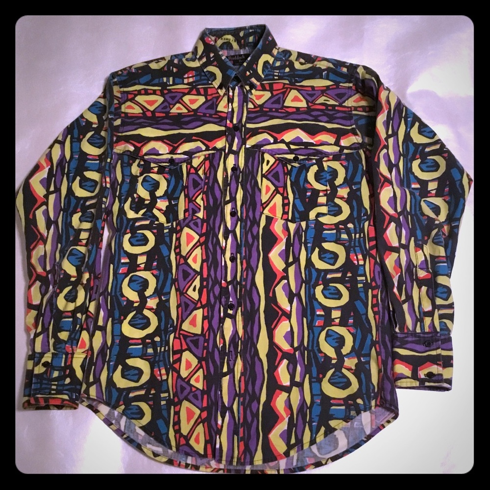 Psychedelic Technicolor Cowboy shirt Vintage 90’s